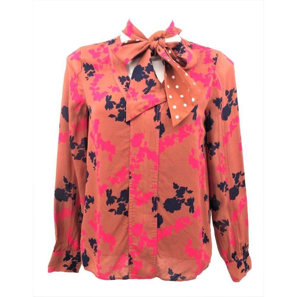 Tanya Taylor Silk Blouse Size 4 Ascot Tie